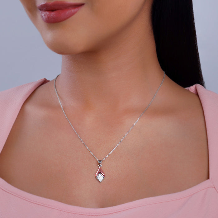 Dual Tone Majestic Rhombus Pendant With Link Chain - view 3