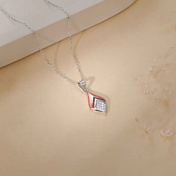 Dual Tone Majestic Rhombus Pendant With Link Chain - view 2