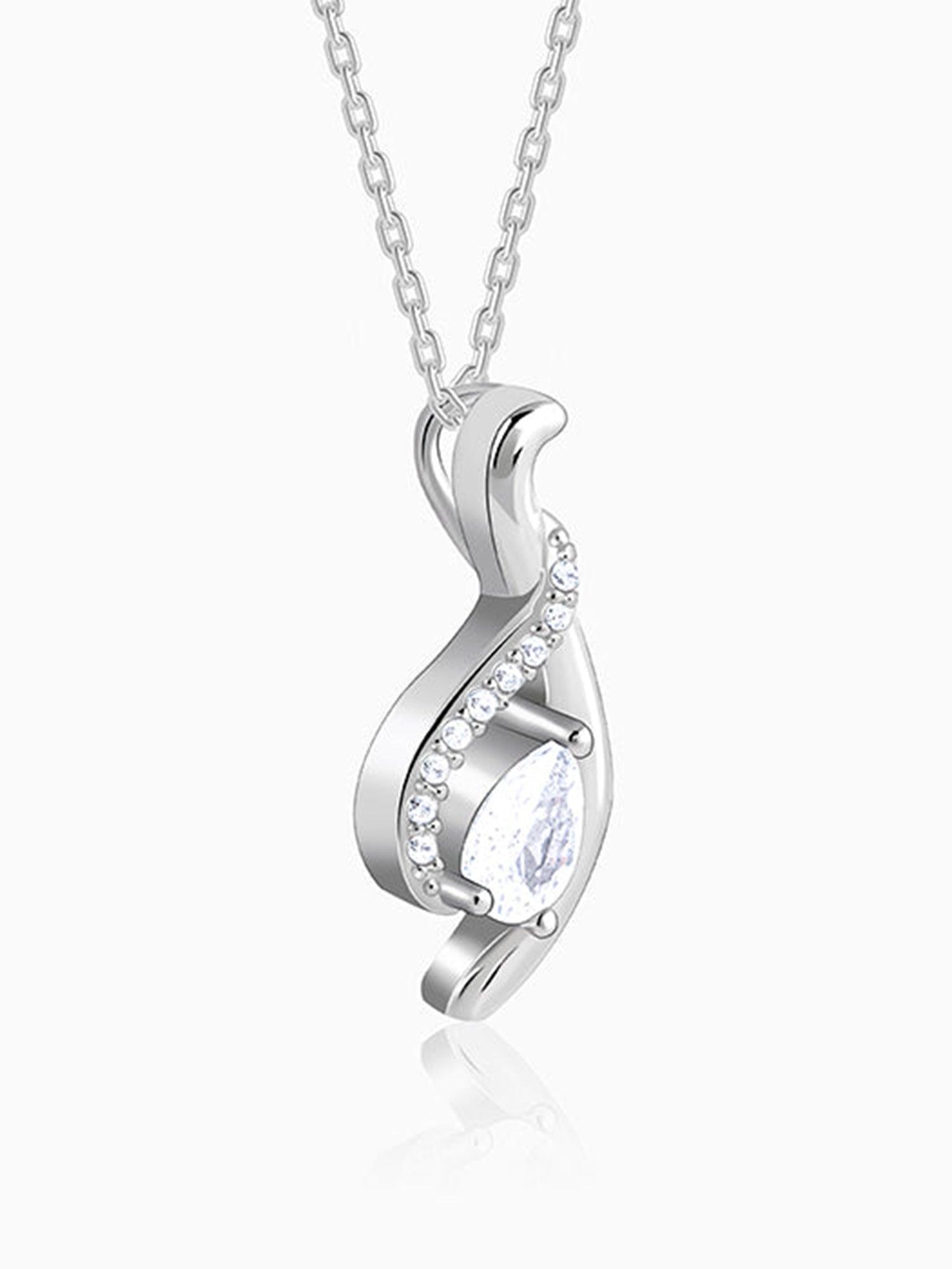 Silver Dancing Swirl Pendant with Link Chain