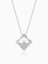 Silver Radiant Rhombus Pendant with Link Chain