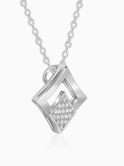 Silver Radiant Rhombus Pendant with Link Chain