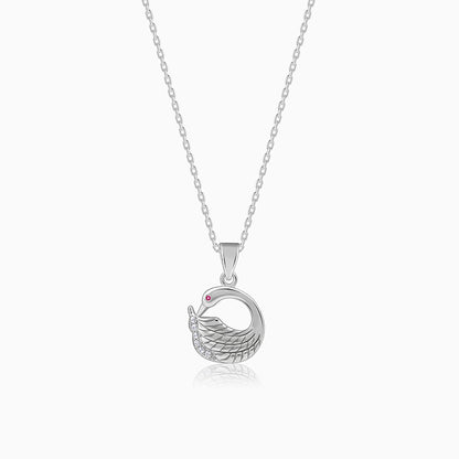 Silver Classy Swan Pendant with Link Chain