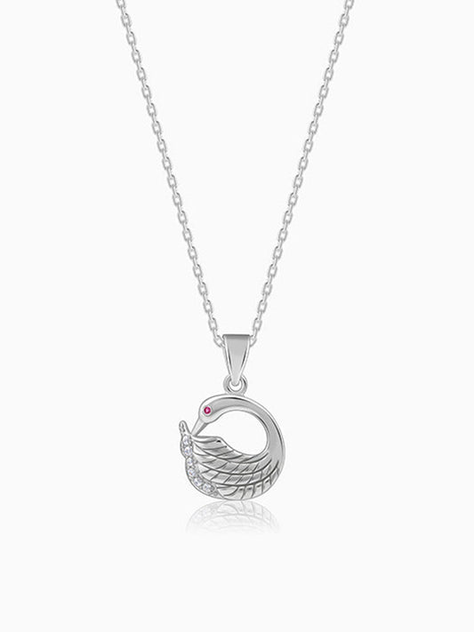 Silver Classy Swan Pendant with Link Chain