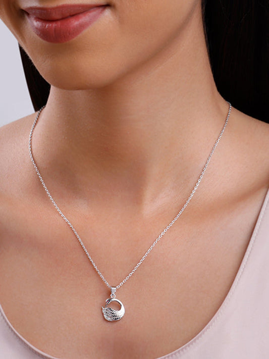 Silver Classy Swan Pendant with Link Chain