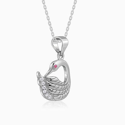 Silver Classy Swan Pendant with Link Chain
