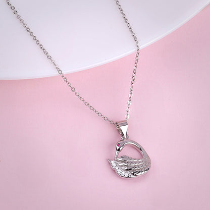 Silver Classy Swan Pendant with Link Chain