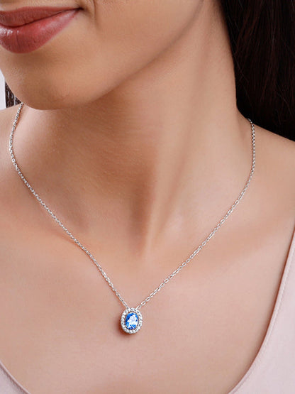 Silver Ocean Blue Stoned Pendant