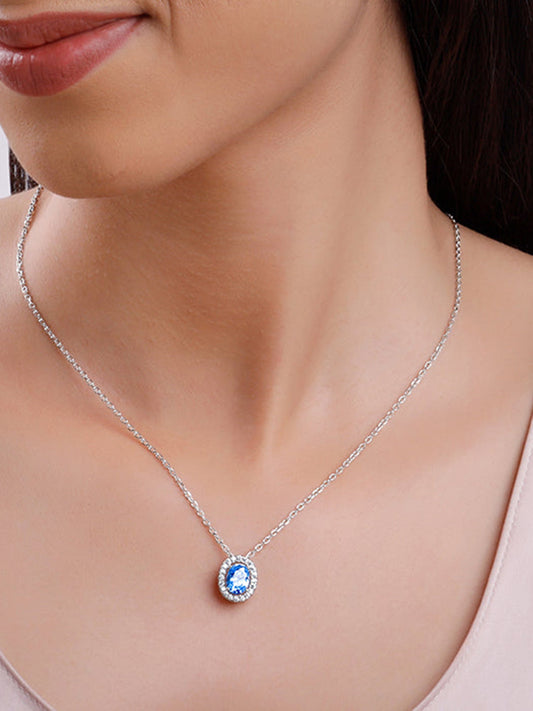 Silver Ocean Blue Stoned Pendant