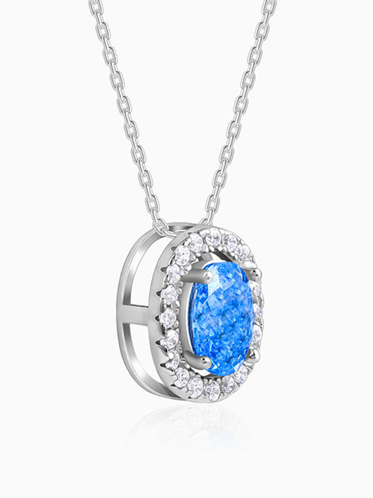 Silver Ocean Blue Stoned Pendant