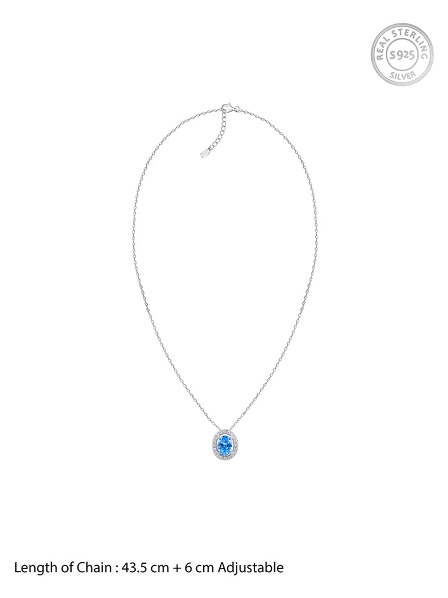 Silver Ocean Blue Stoned Pendant