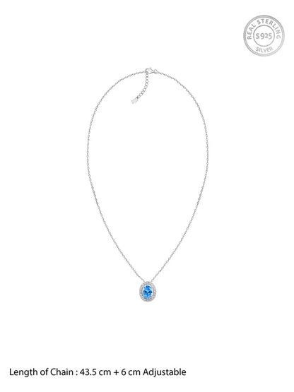 Silver Ocean Blue Stoned Pendant