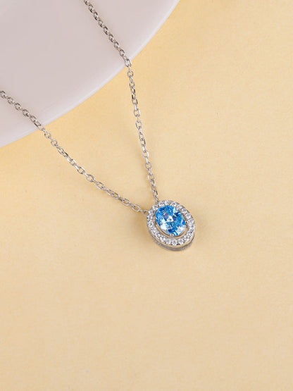 Silver Ocean Blue Stoned Pendant