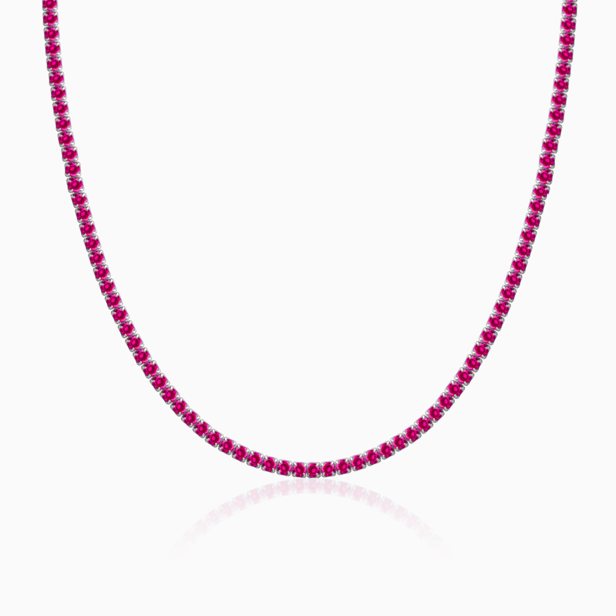 Silver Pink Whisper Tennis Necklace - Image 1