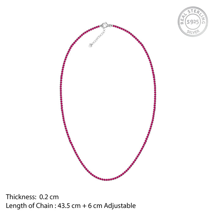 Silver Pink Whisper Tennis Necklace - view 4