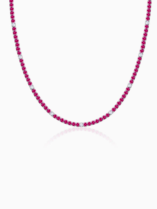 Silver Coral Blush Tennis Necklace