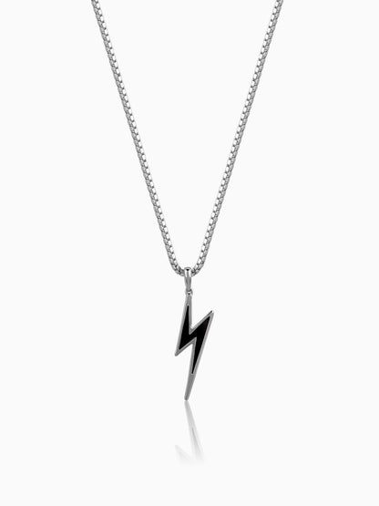 Black Rhodium Thunder Pendant With Box Chain For Him