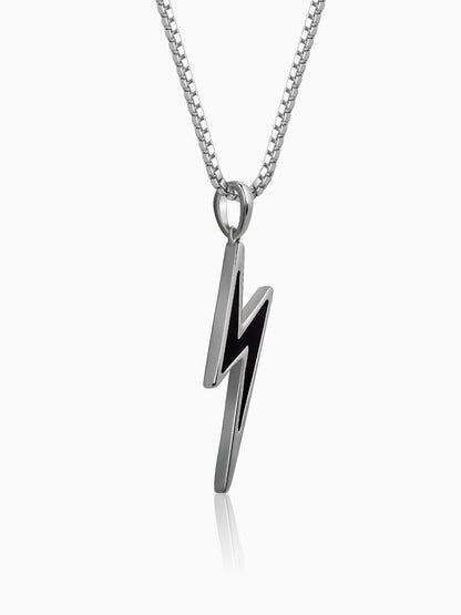 Black Rhodium Thunder Pendant With Box Chain For Him