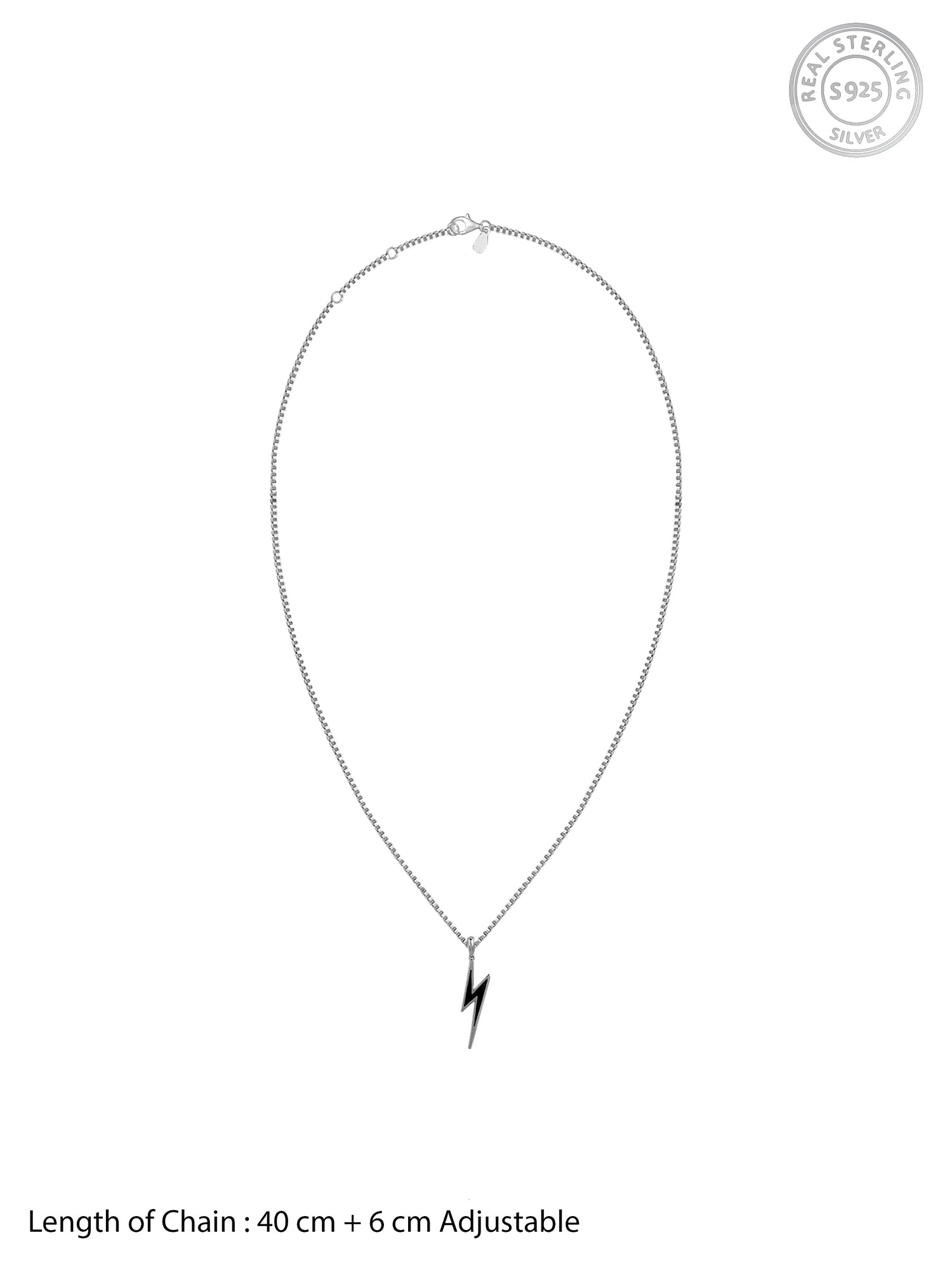 Black Rhodium Thunder Pendant With Box Chain For Him