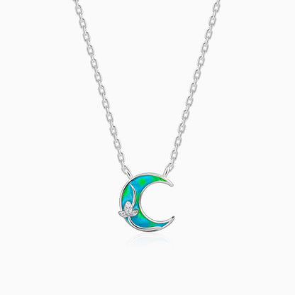 Silver The Moon Pendant With Link Chain