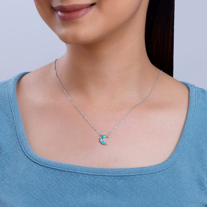 Silver The Moon Pendant With Link Chain