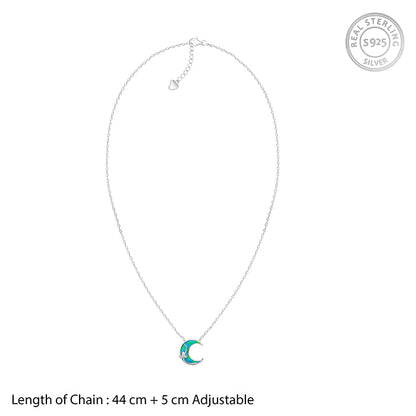 Silver The Moon Pendant With Link Chain