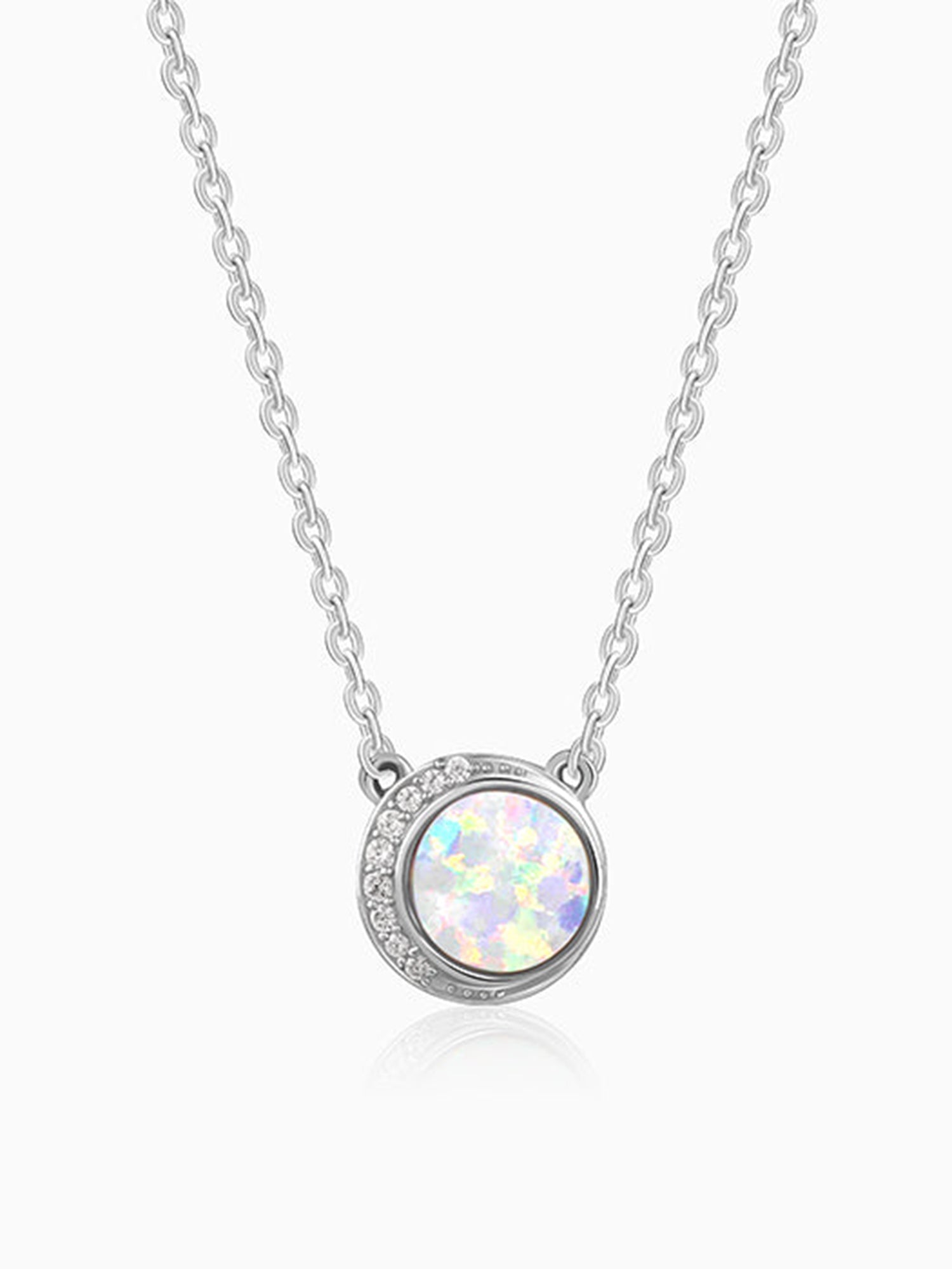 Silver Opal Moon Necklace