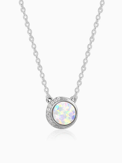 Silver Opal Moon Necklace
