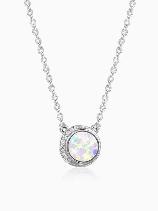 Silver Opal Moon Necklace