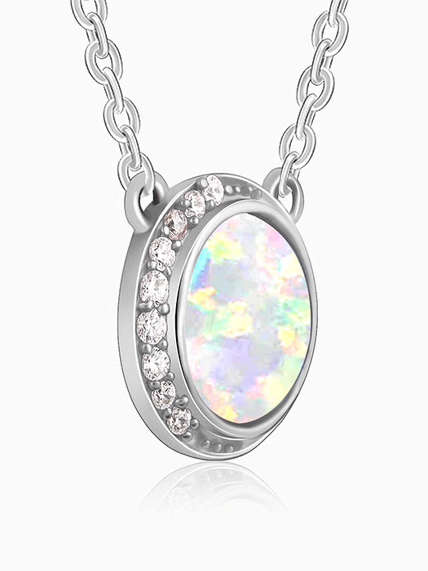 Silver Opal Moon Necklace