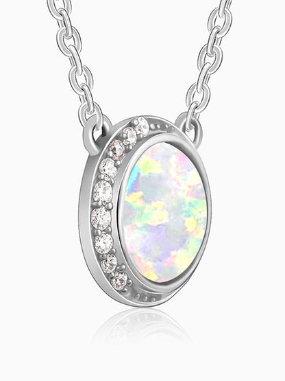 Silver Opal Moon Necklace