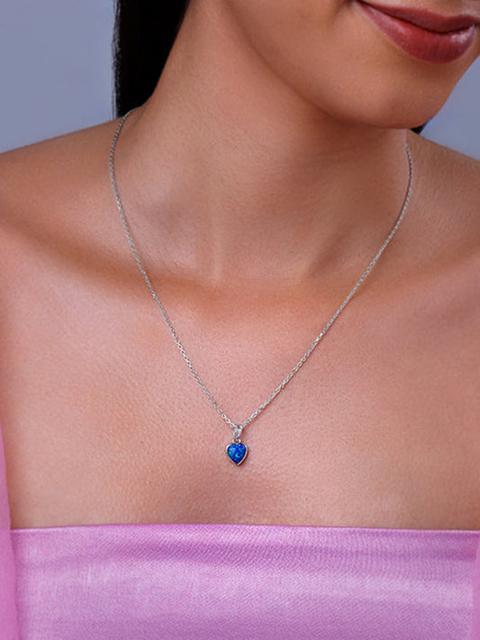 Silver Dreamy in Blue Pendant with Link Chain