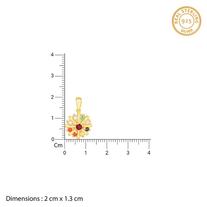 Golden Colourful Flower Pendant With Link Chain - view 5