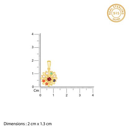 Golden Colourful Flower Pendant With Link Chain