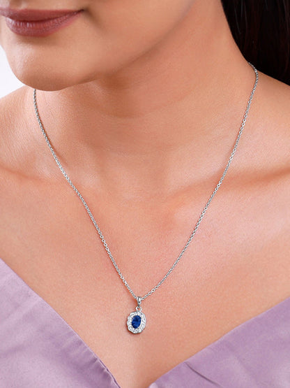 Silver Royal Halo Pendant with Link Chain