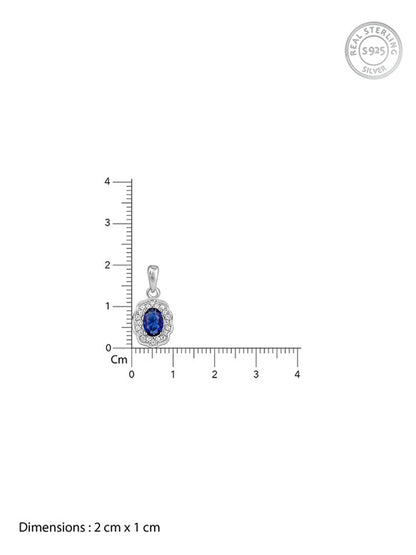 Silver Royal Halo Pendant with Link Chain