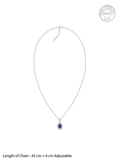 Silver Royal Halo Pendant with Link Chain
