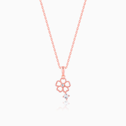 Rose Gold Floral Desire Pendant With Link Chain