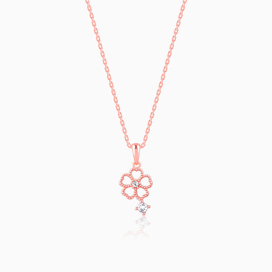 Rose Gold Floral Desire Pendant With Link Chain
