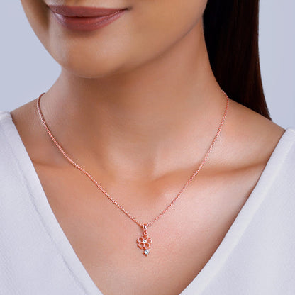 Rose Gold Floral Desire Pendant With Link Chain