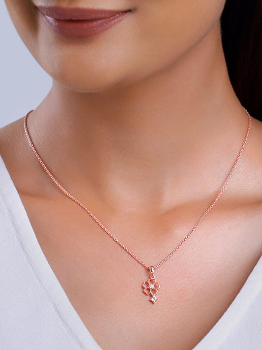 Rose Gold Floral Desire Pendant With Link Chain