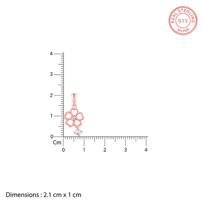 Rose gold drop set with pendant and earrings featuring zircons.