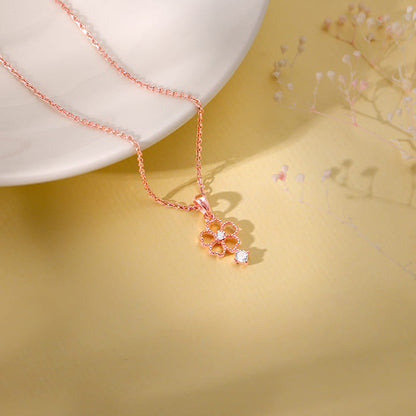 Rose Gold Floral Desire Pendant With Link Chain