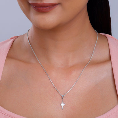 Silver A Star Pendant With Link Chain