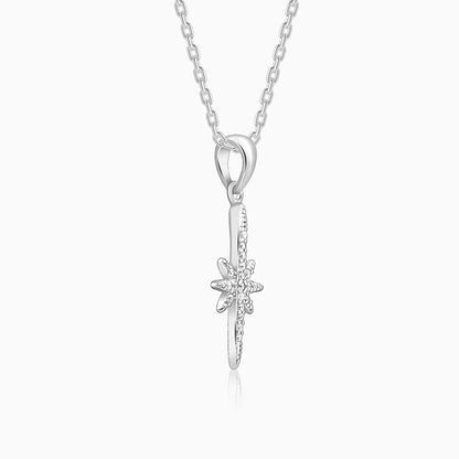 Silver A Star Pendant With Link Chain