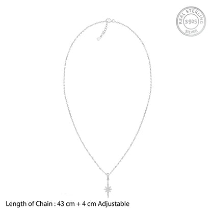 Silver A Star Pendant With Link Chain