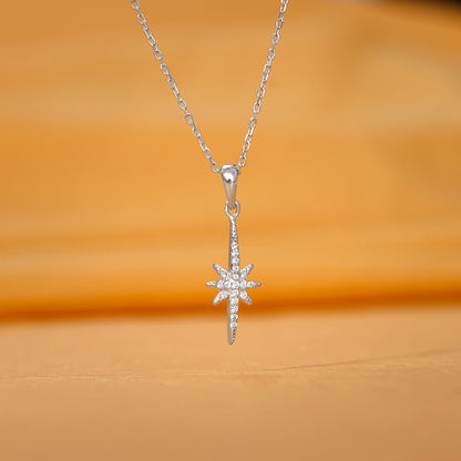 Silver A Star Pendant With Link Chain