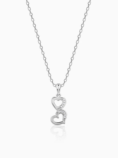 Silver All Hearts Pendant With Link Chain