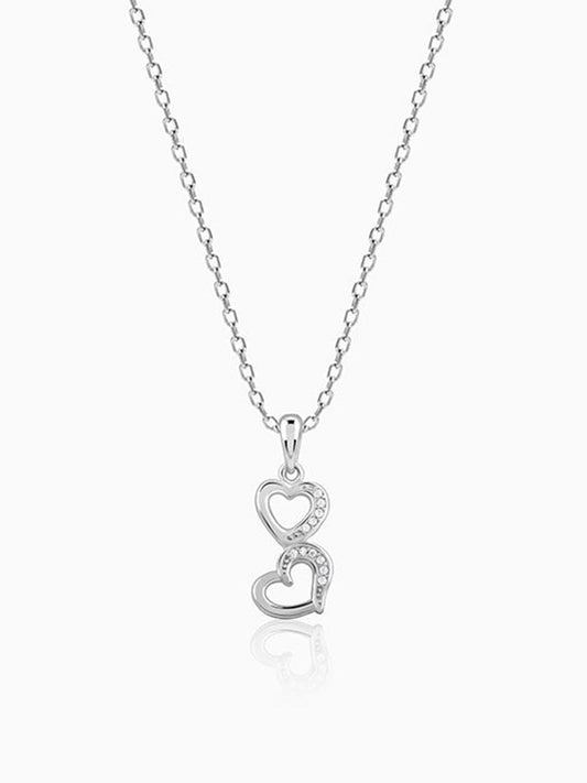 Silver All Hearts Pendant With Link Chain