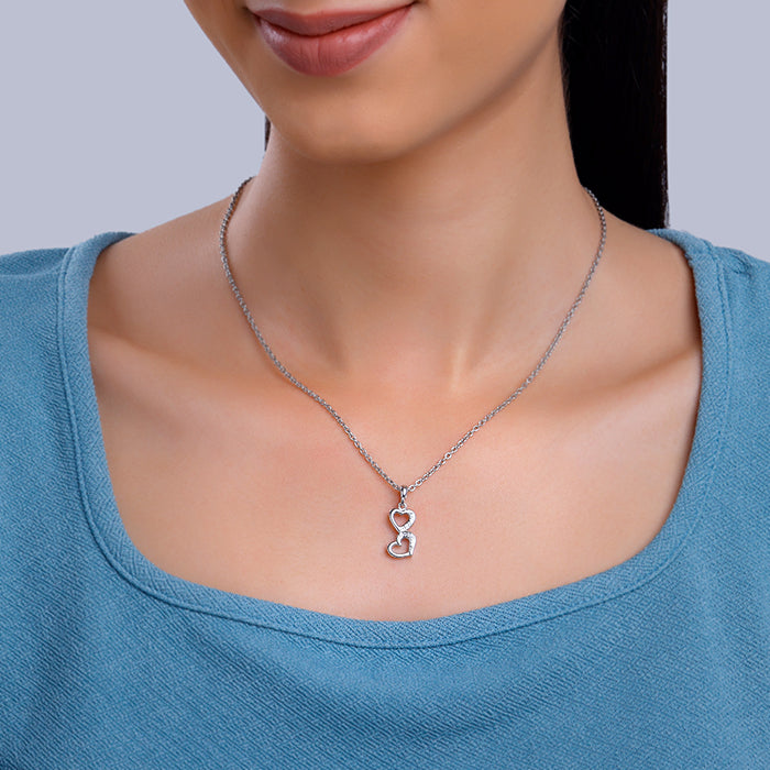 Silver All Hearts Pendant With Link Chain - view 3