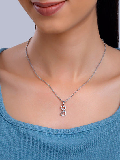 Silver All Hearts Pendant With Link Chain